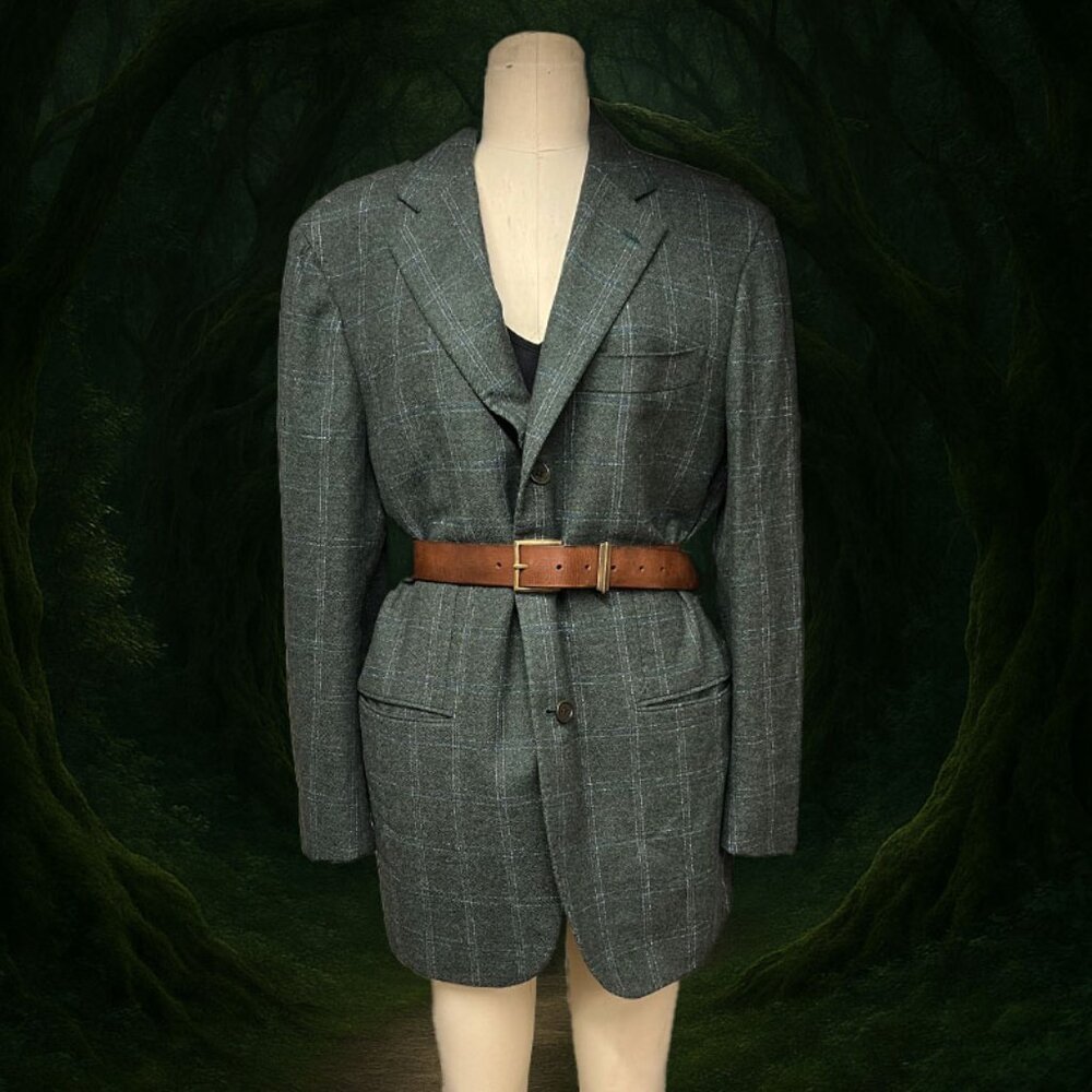 Borrelli Green Wool Plaid Blazer